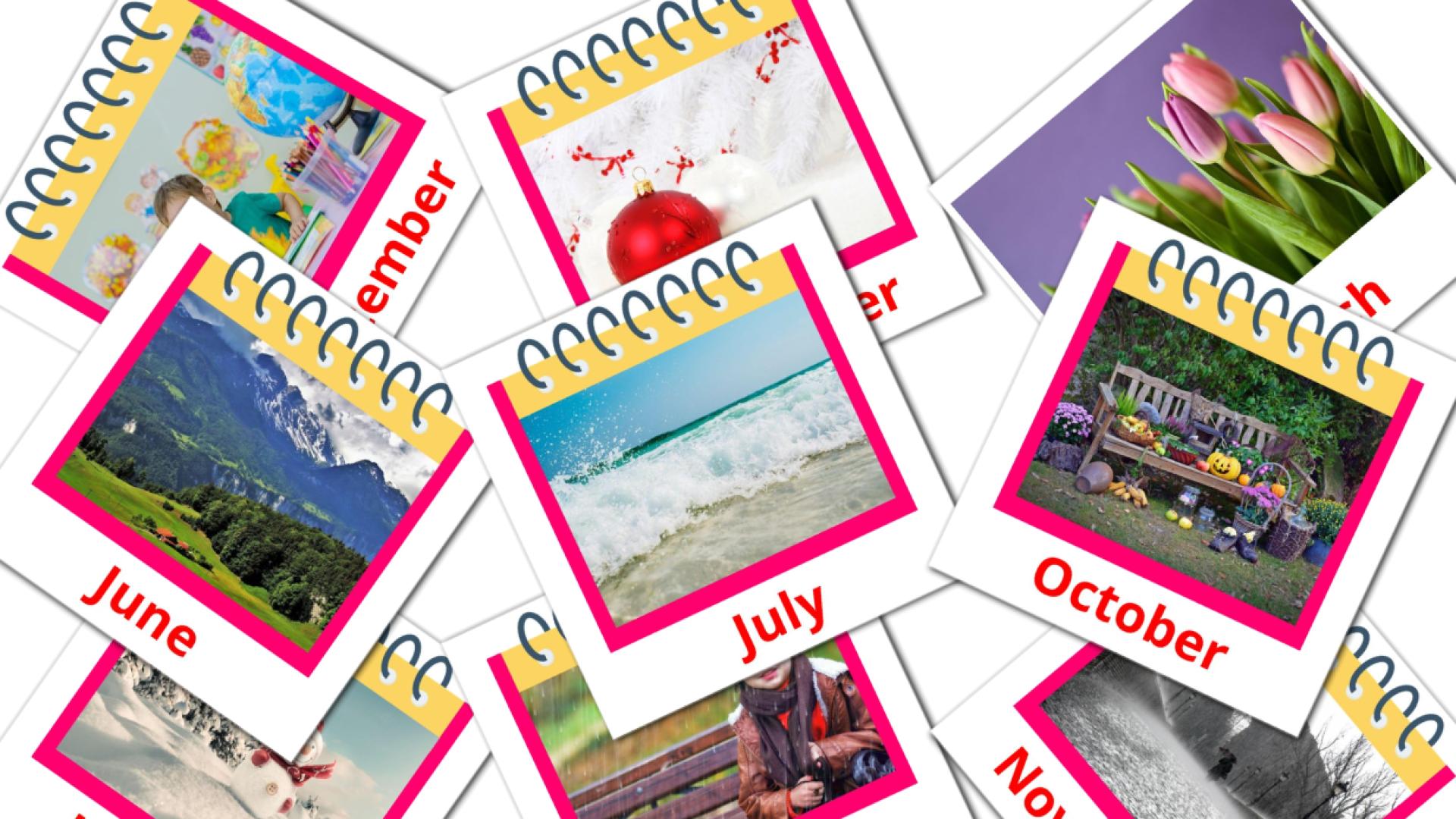 12 Flashcards de Months of the Year