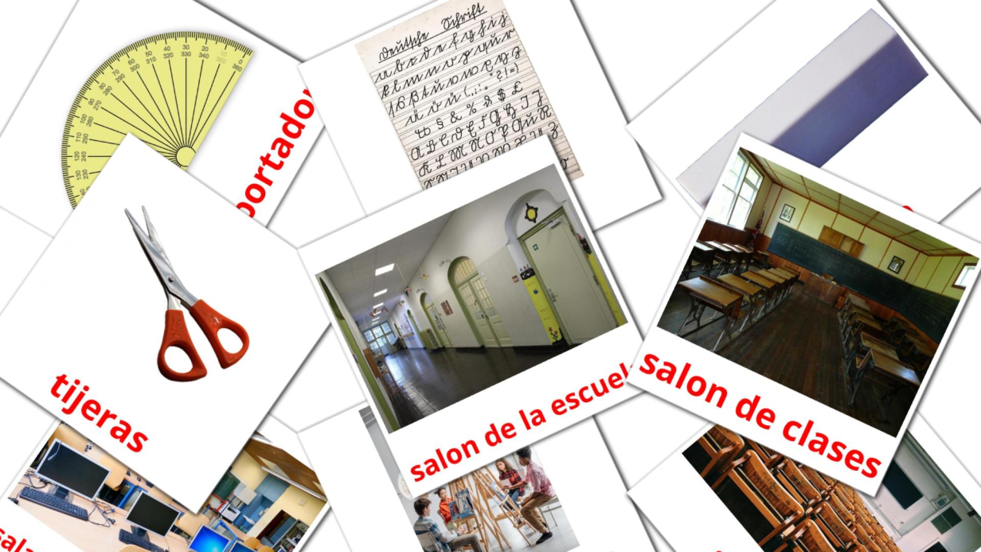 español tarjetas de vocabulario en Escuela