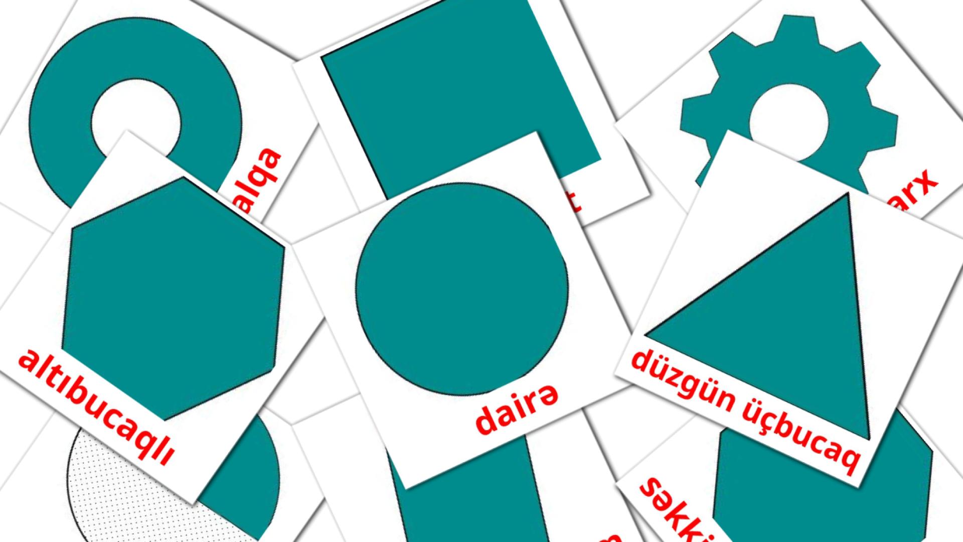 Formas 2D - Cartões de vocabulário azerbaijani