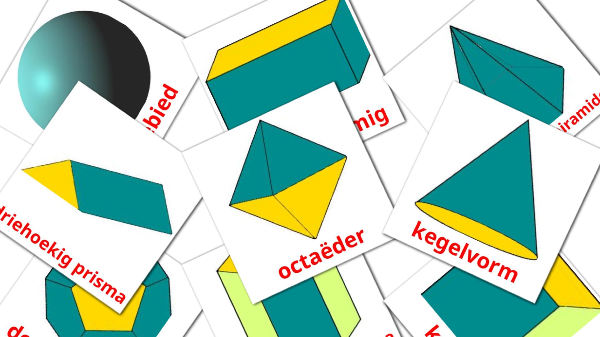 17 tarjetas didacticas de 3D-vormen