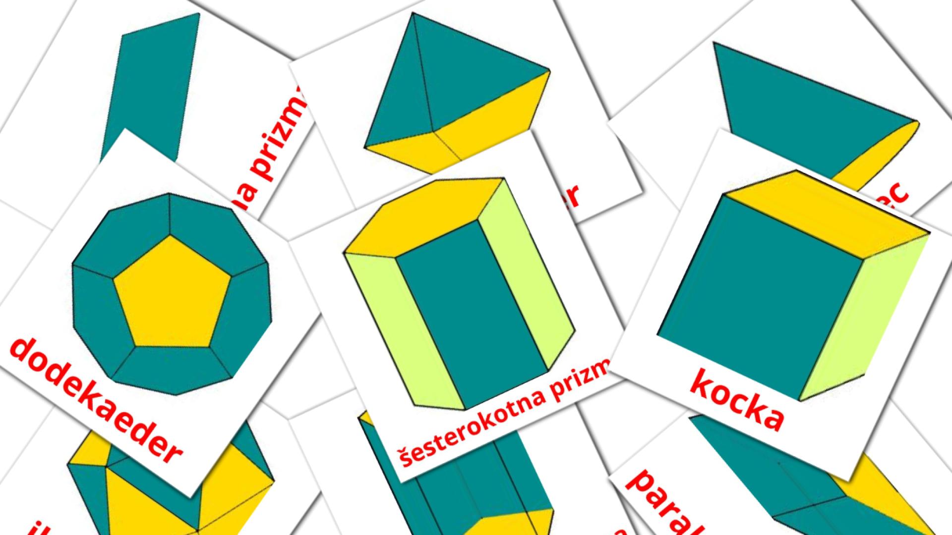 17 tarjetas didacticas de 3D oblike