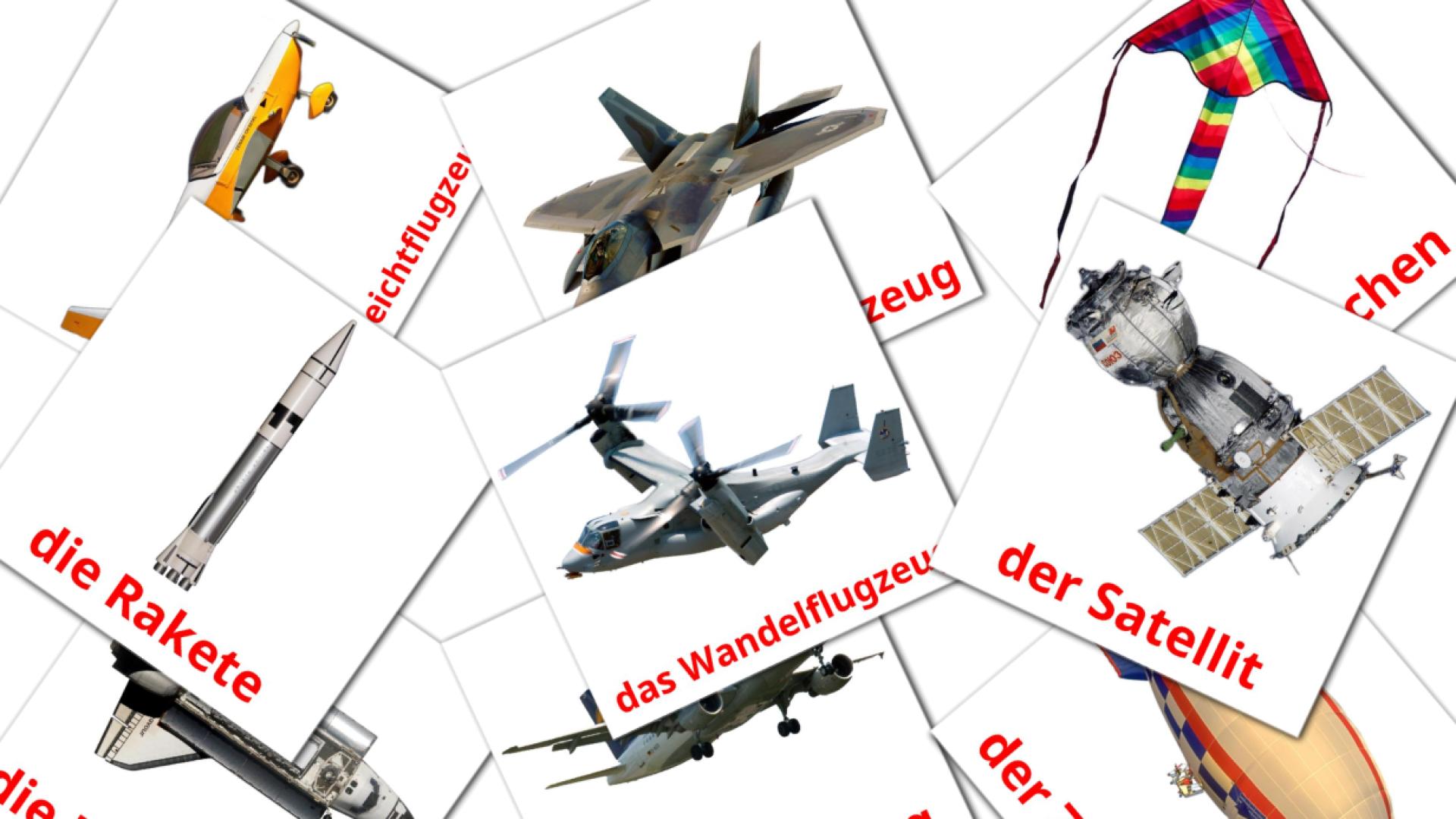 Transporte aéreo - tarjetas de vocabulario en alemán
