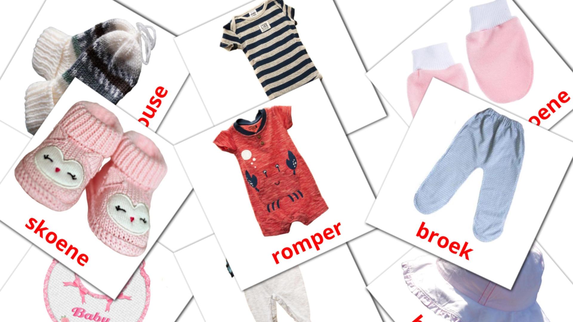 Baby clothes - afrikaans vocabulary cards