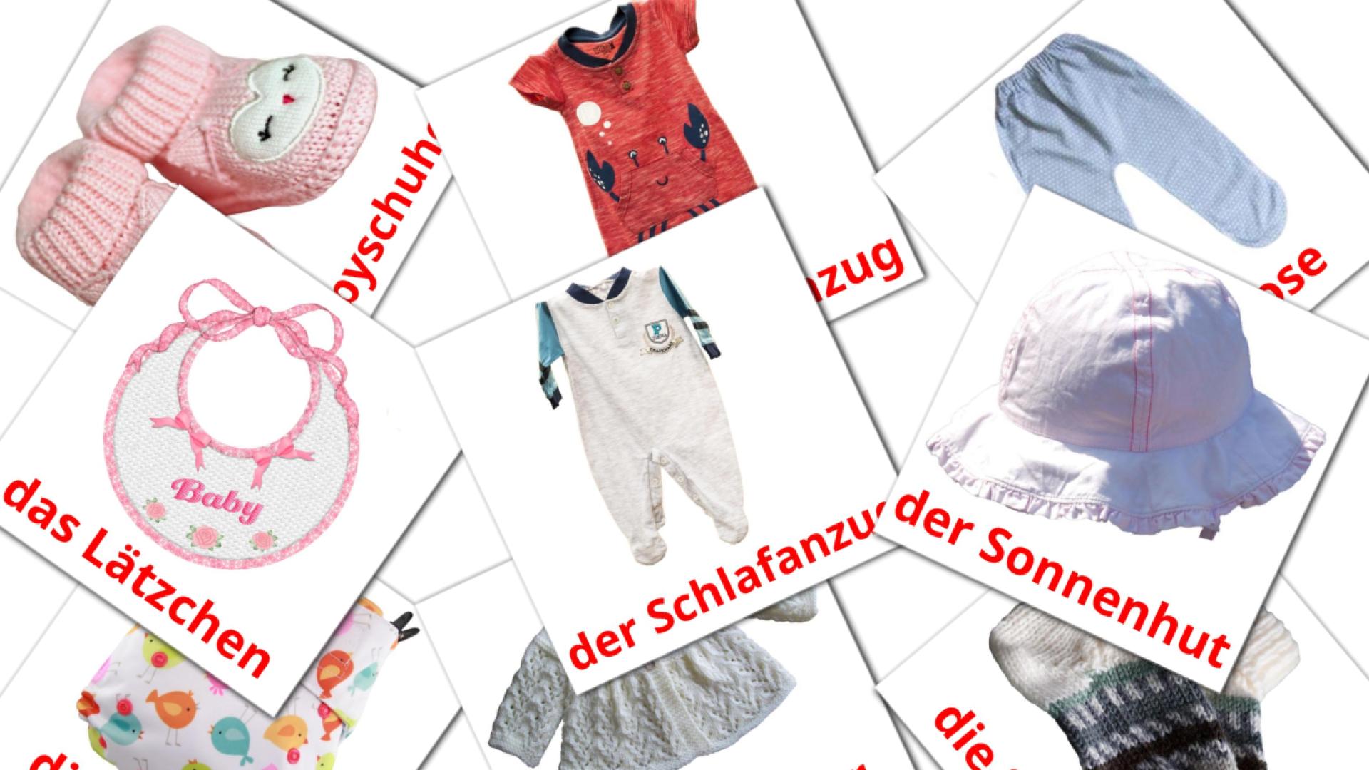 Roupas do Bebê - Cartões de vocabulário alemão