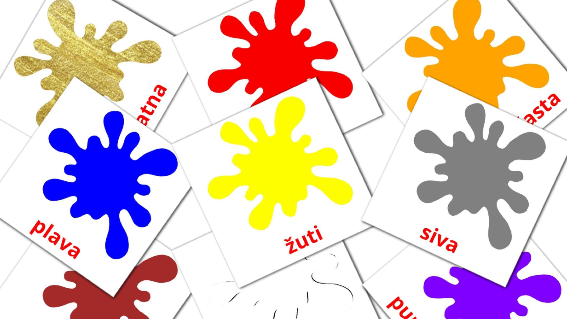 12 tarjetas didacticas de Osnovne boje