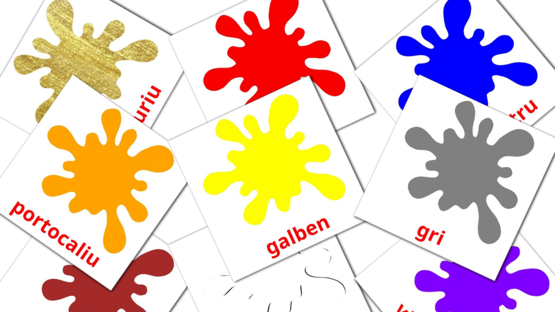 12 tarjetas didacticas de Culori de baza