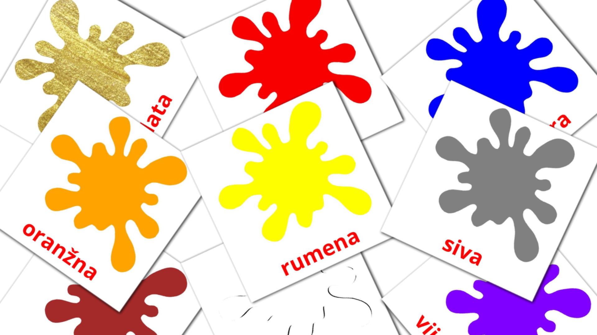 12 tarjetas didacticas de Osnovne barve