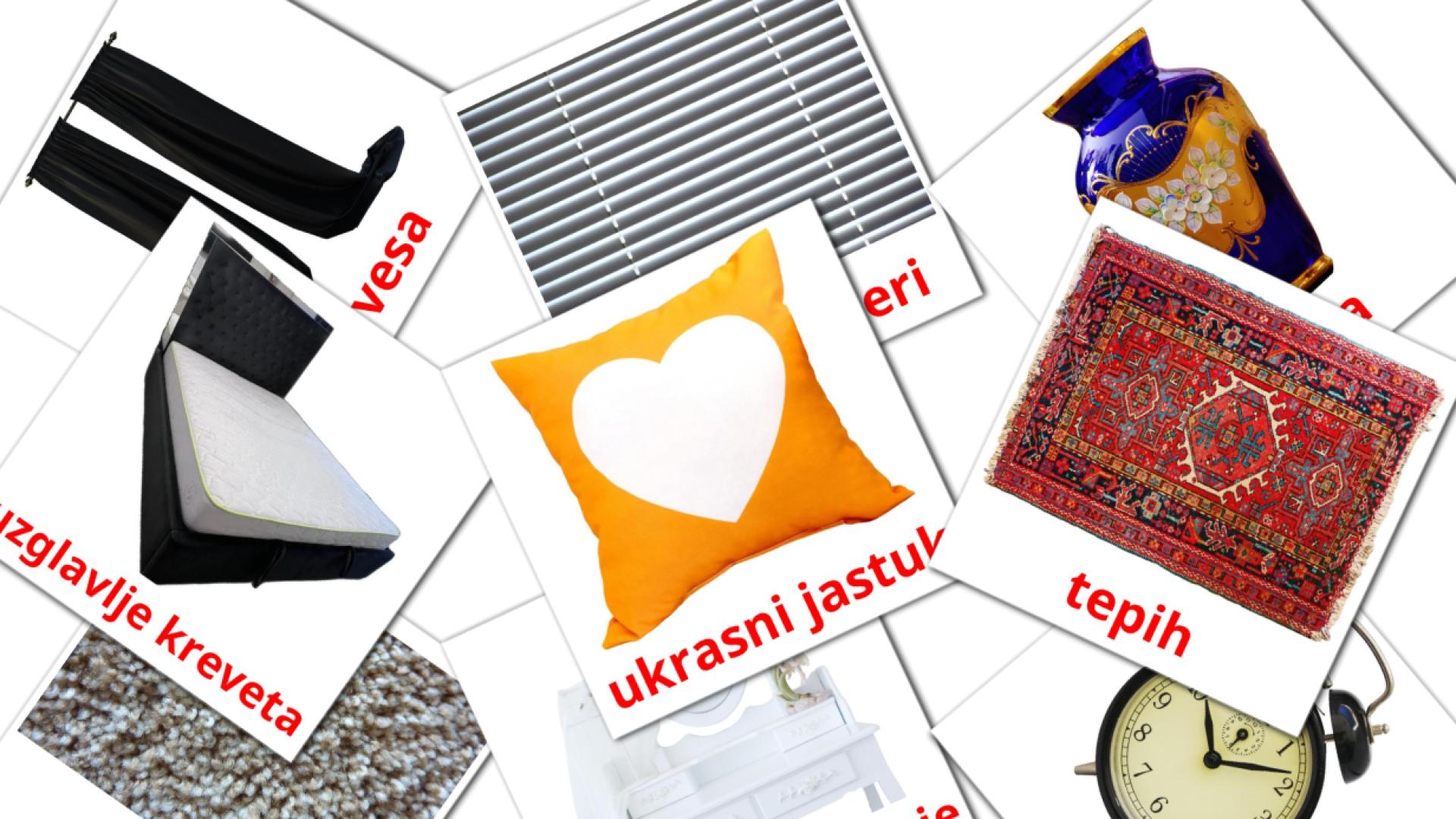 serbio tarjetas de vocabulario en spavaća soba
