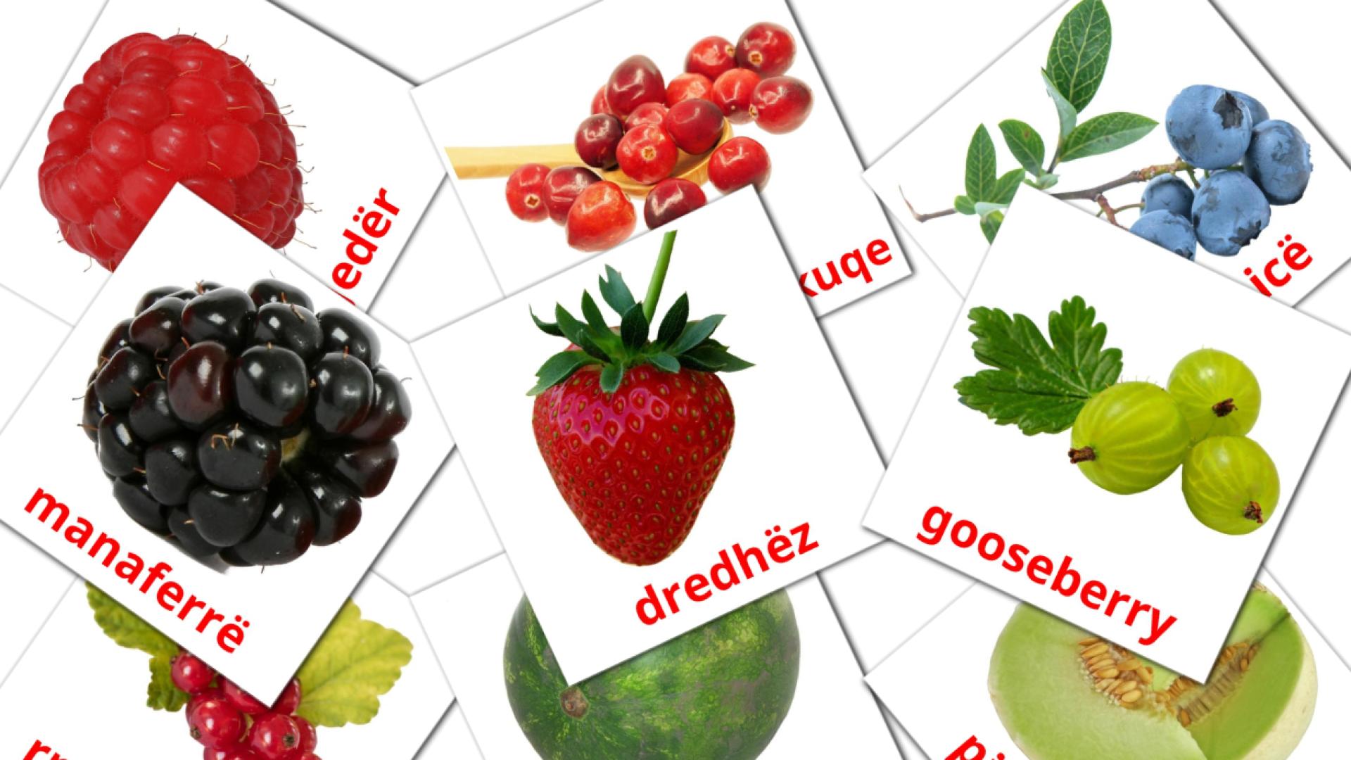 Frutti di bosco - Schede di vocabolario albanese