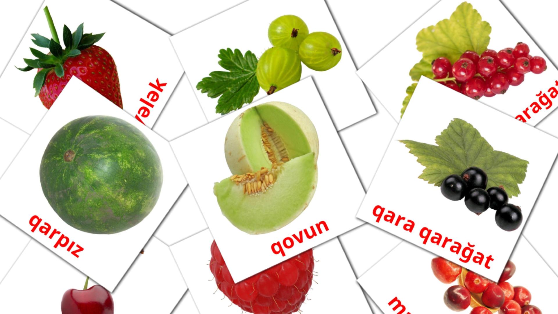 Frutti di bosco - Schede di vocabolario azerbaijani