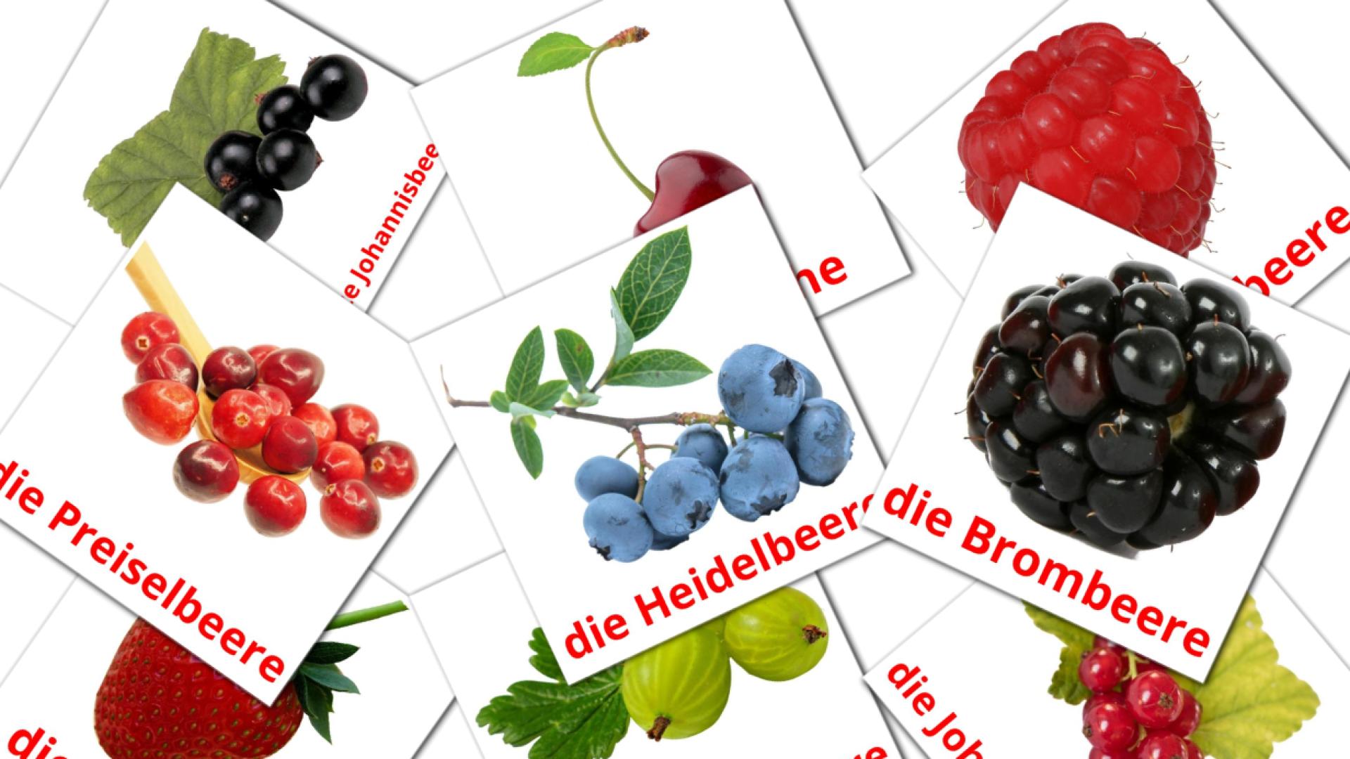 Bayas - tarjetas de vocabulario en alemán
