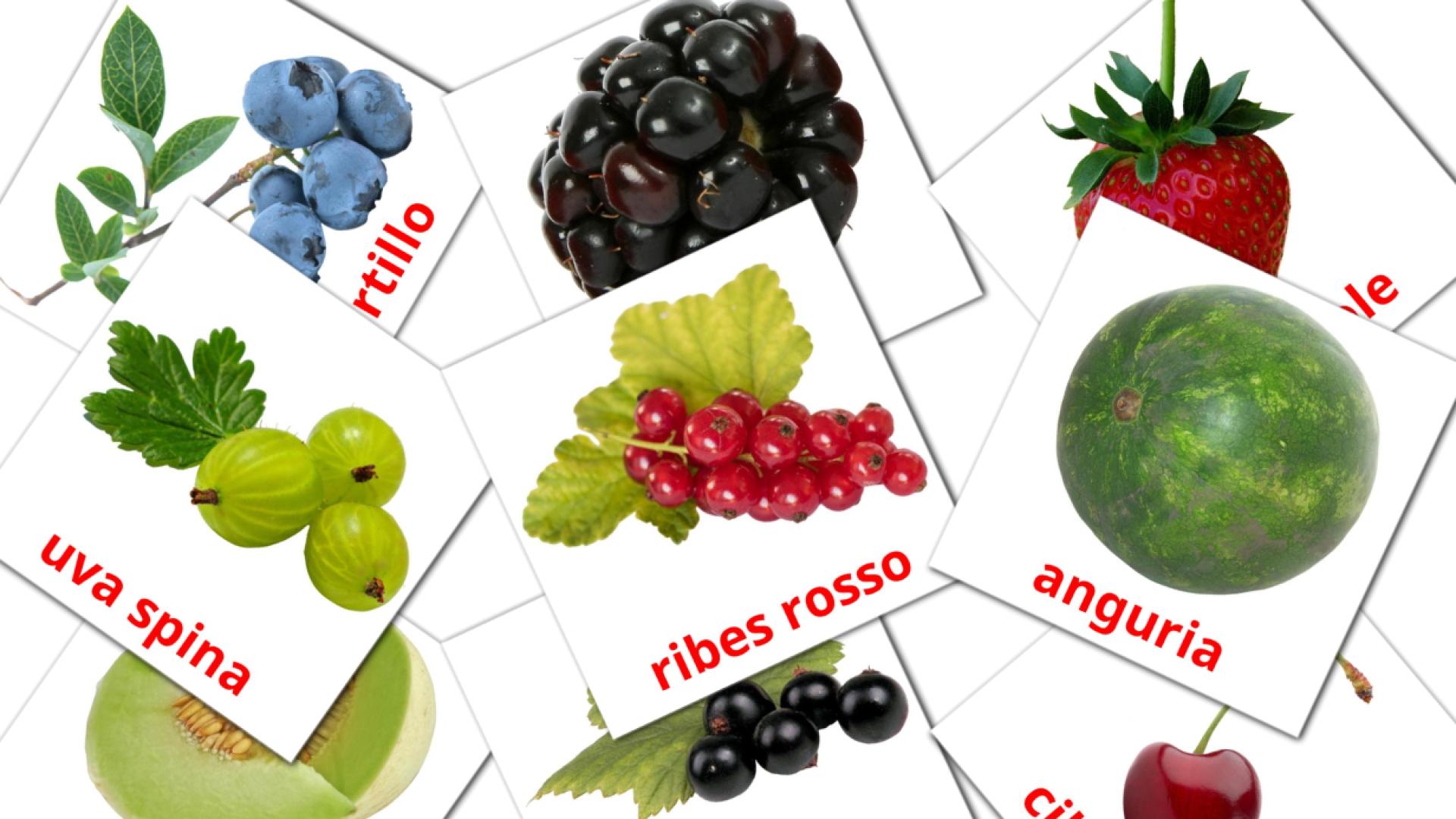 11 Flashcards de Frutti di bosco