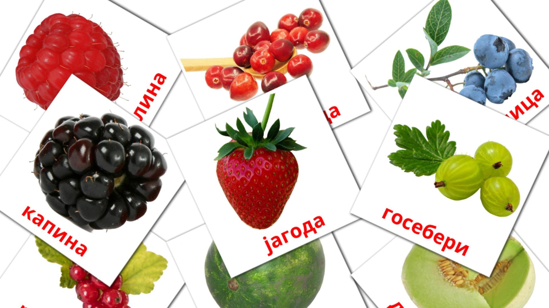 11 tarjetas didacticas de Зрнесто овошје