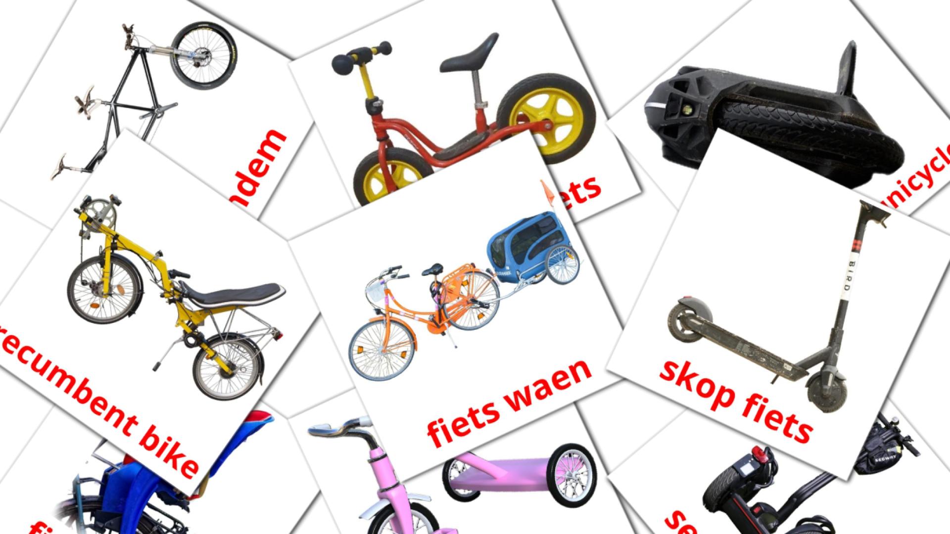 Transporte de Bicicleta - Cartões de vocabulário afrikaans