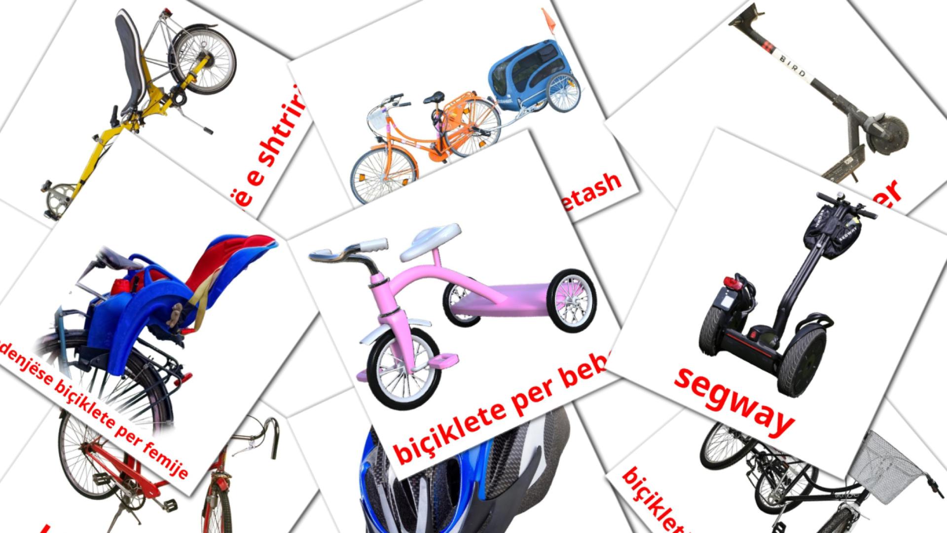Transporte en Bicicleta - tarjetas de vocabulario en albanés