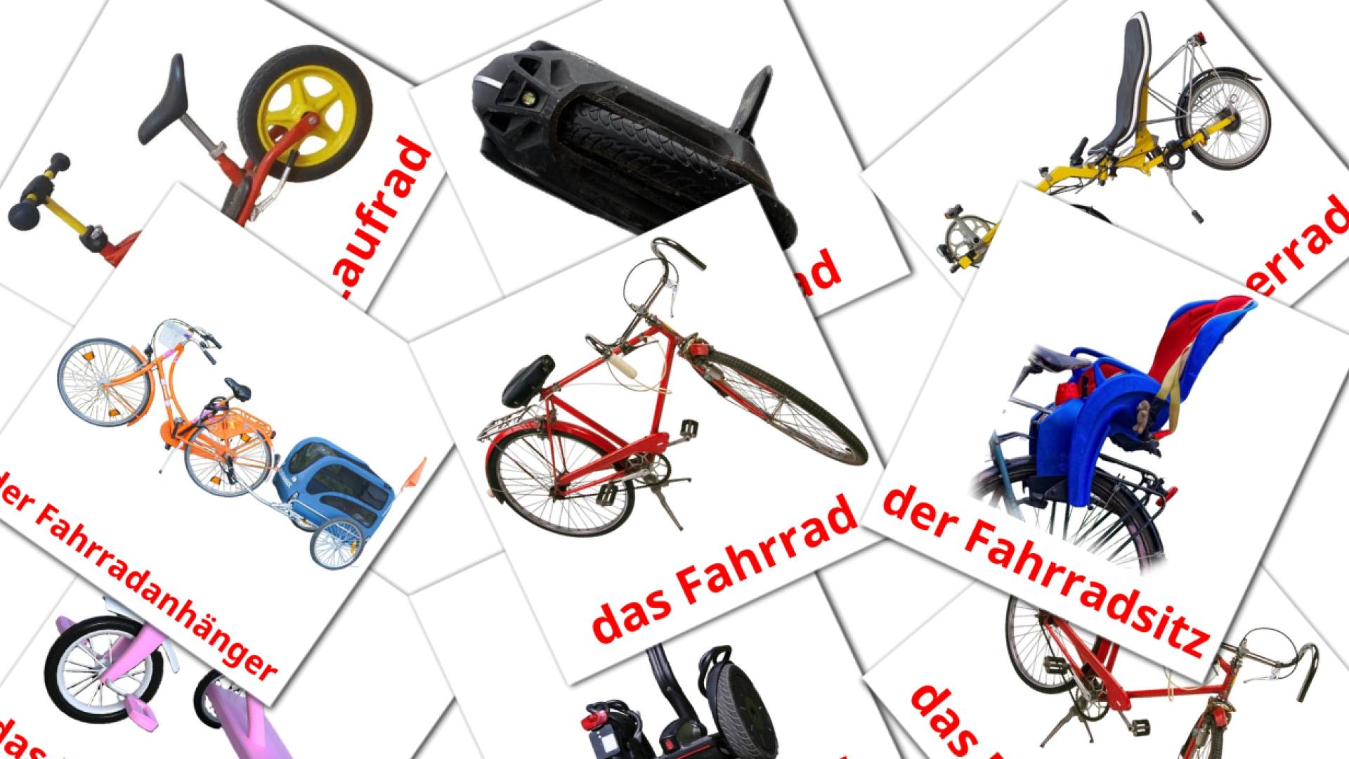 Transporte en Bicicleta - tarjetas de vocabulario en alemán