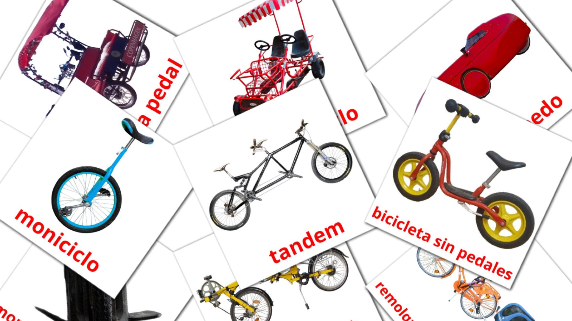 16 tarjetas didacticas de Transporte en Bicicleta