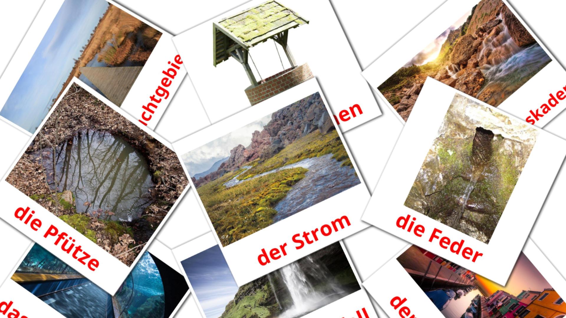 Cuerpos de agua - tarjetas de vocabulario en alemán