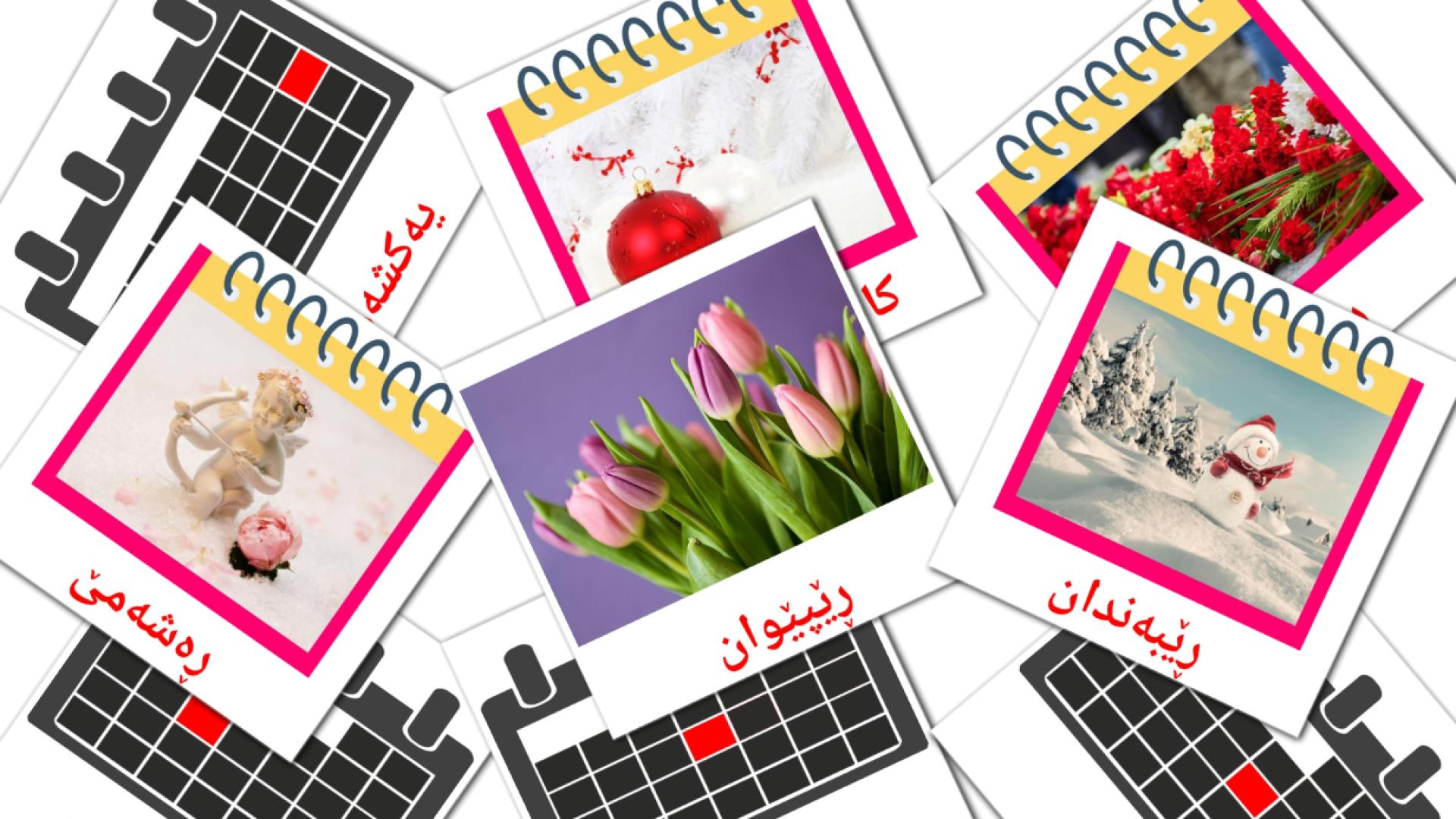 kurdo(sorani) tarjetas de vocabulario en ڕۆژمێر