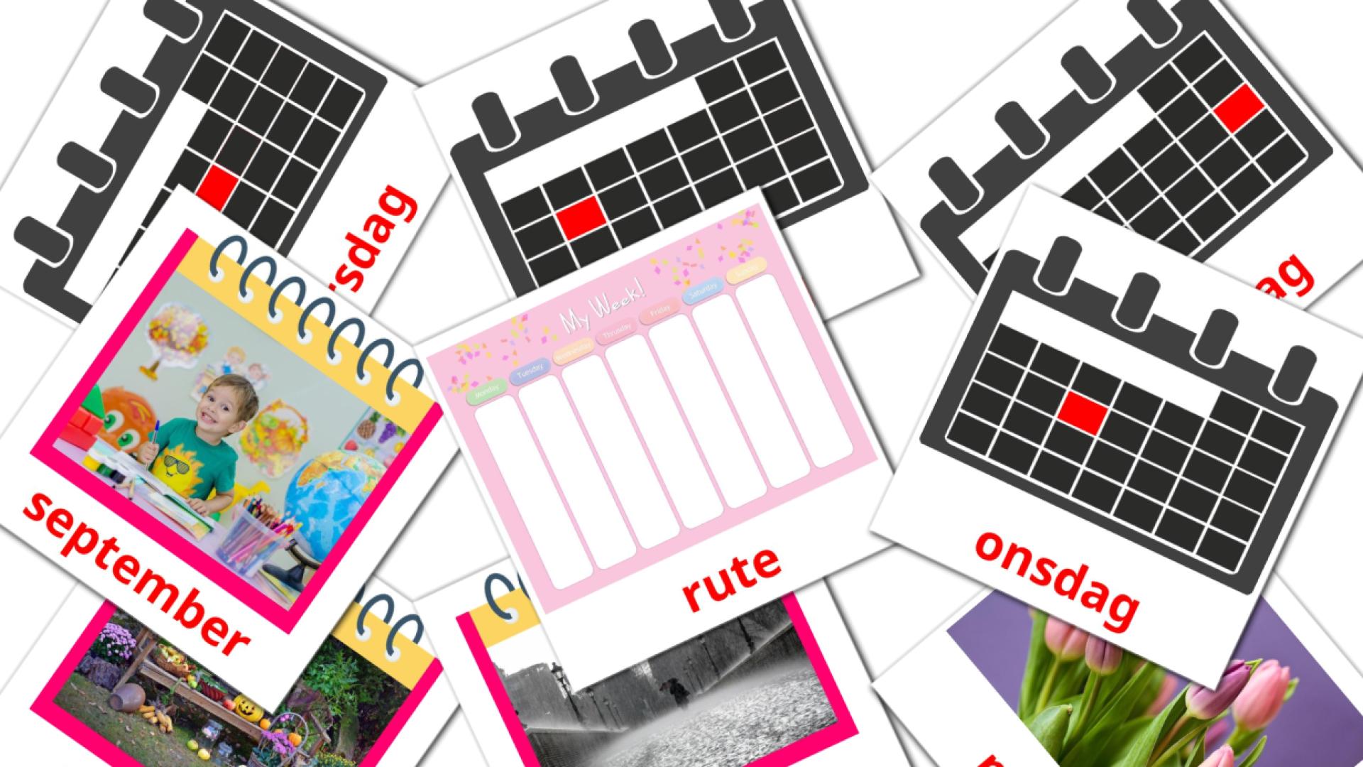 Kalender noors woordenschat flashcards