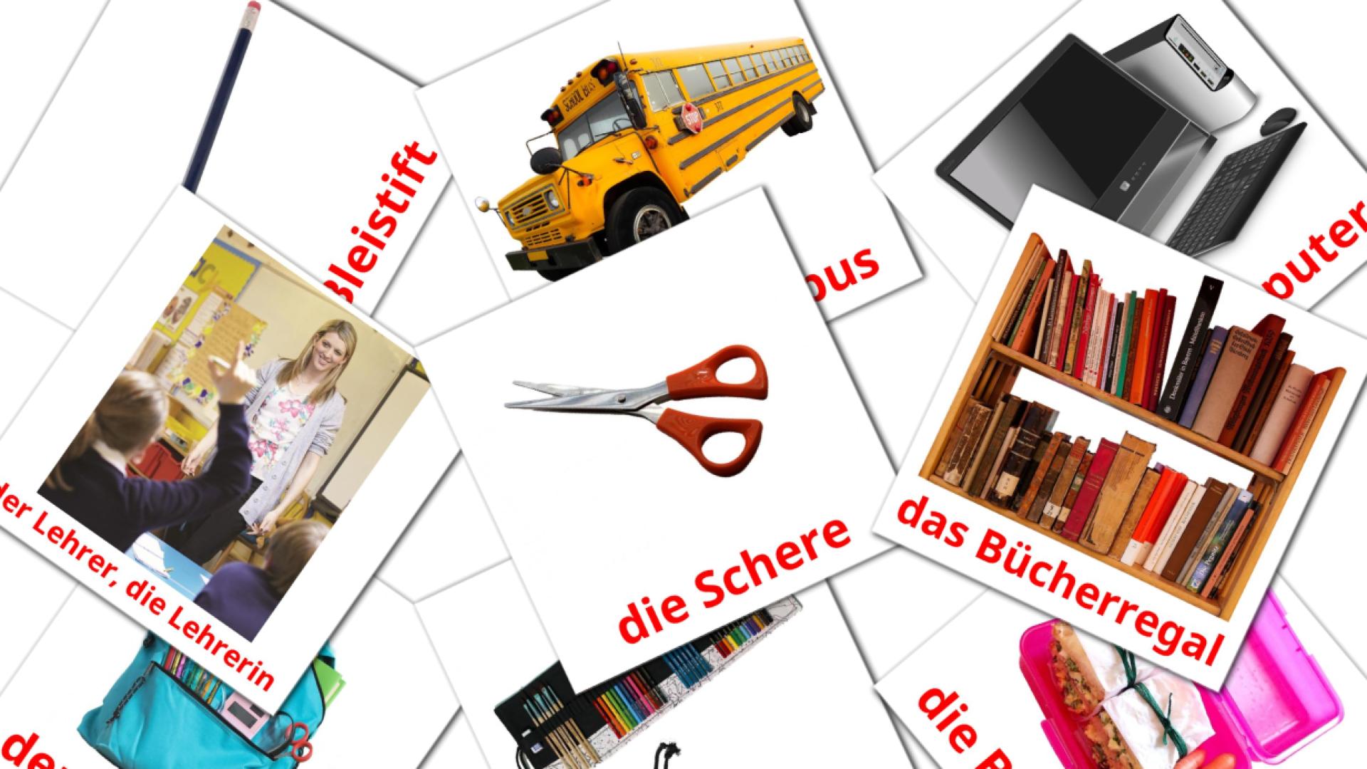 Objetos de sala de aula - Cartões de vocabulário alemão