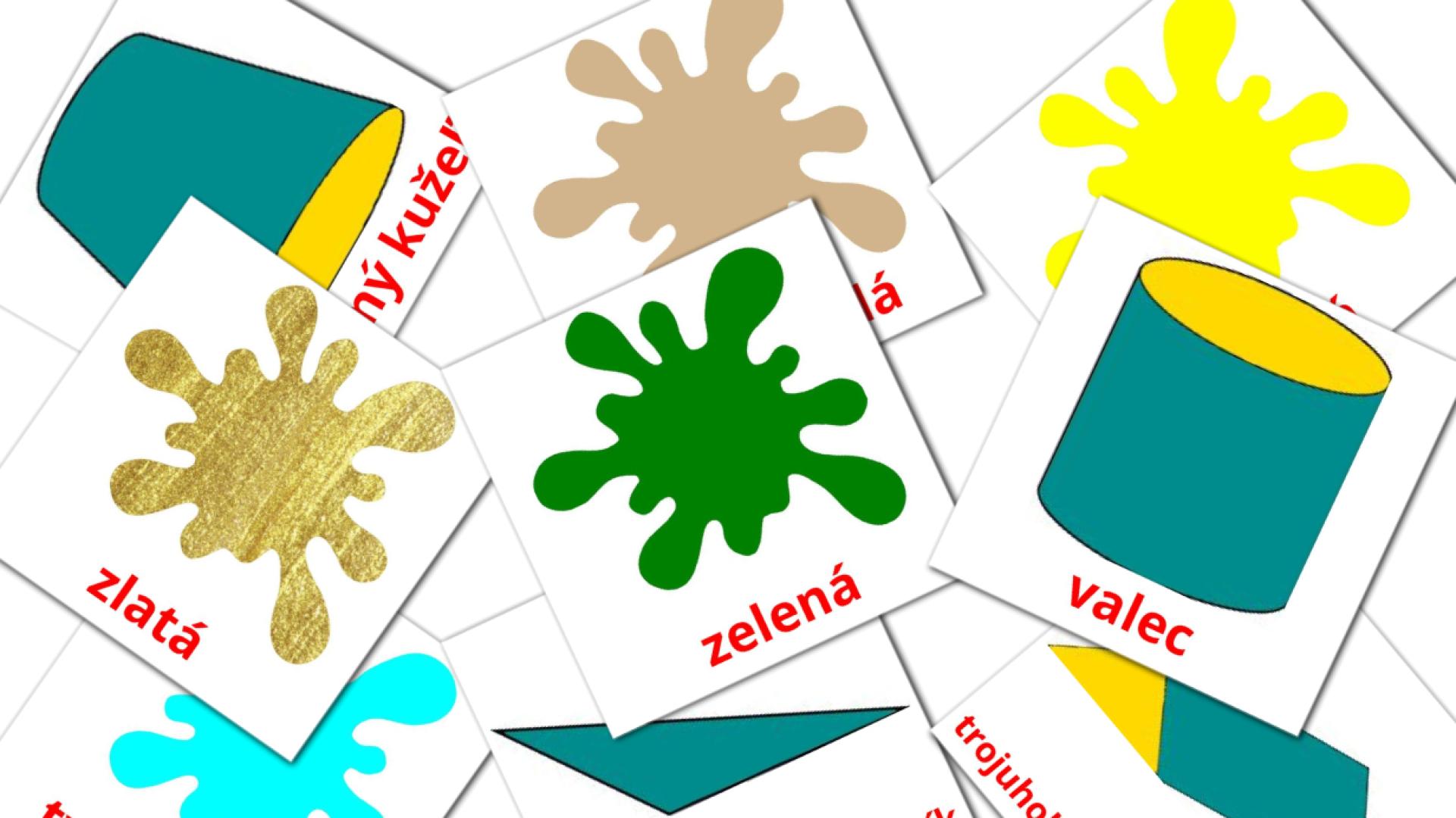 Farby a tvary Flashcards di vocabolario slovacco