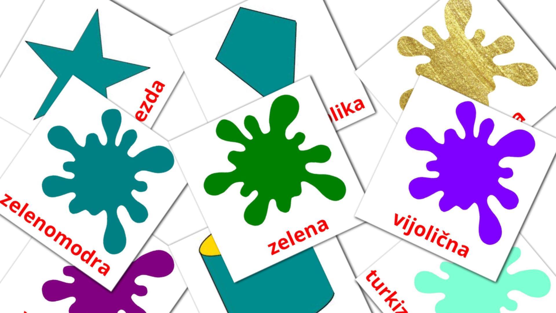 Barve in oblike sloveens woordenschat flashcards