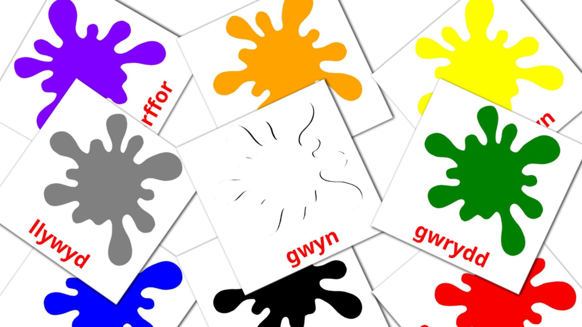 galés tarjetas de vocabulario en Lliwiau a siapiau