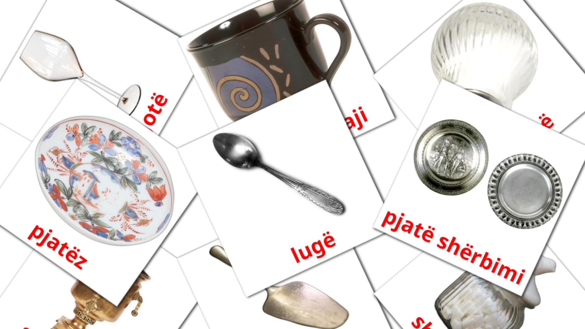 La Vaisselle et les Couverts - cartes de vocabulaire albanais