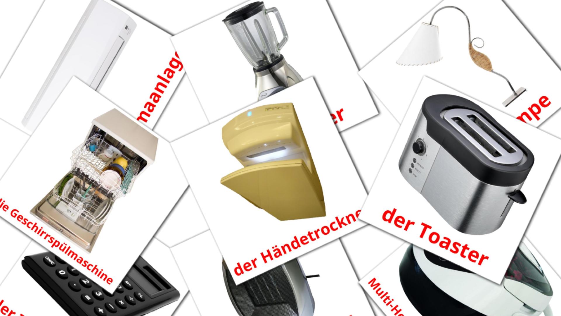 Electrodomésticos - tarjetas de vocabulario en alemán