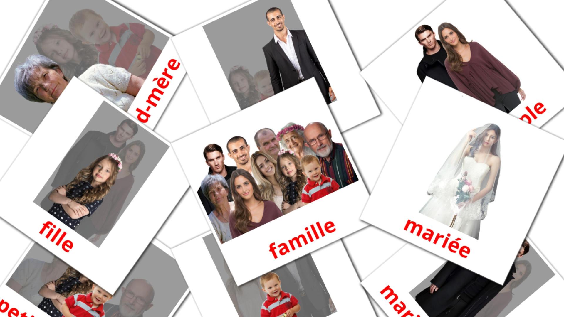 32 Bildkarten für Les Membres de la Famille