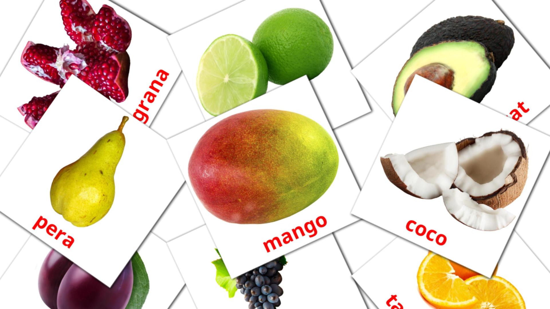 20 tarjetas didacticas de Fruites