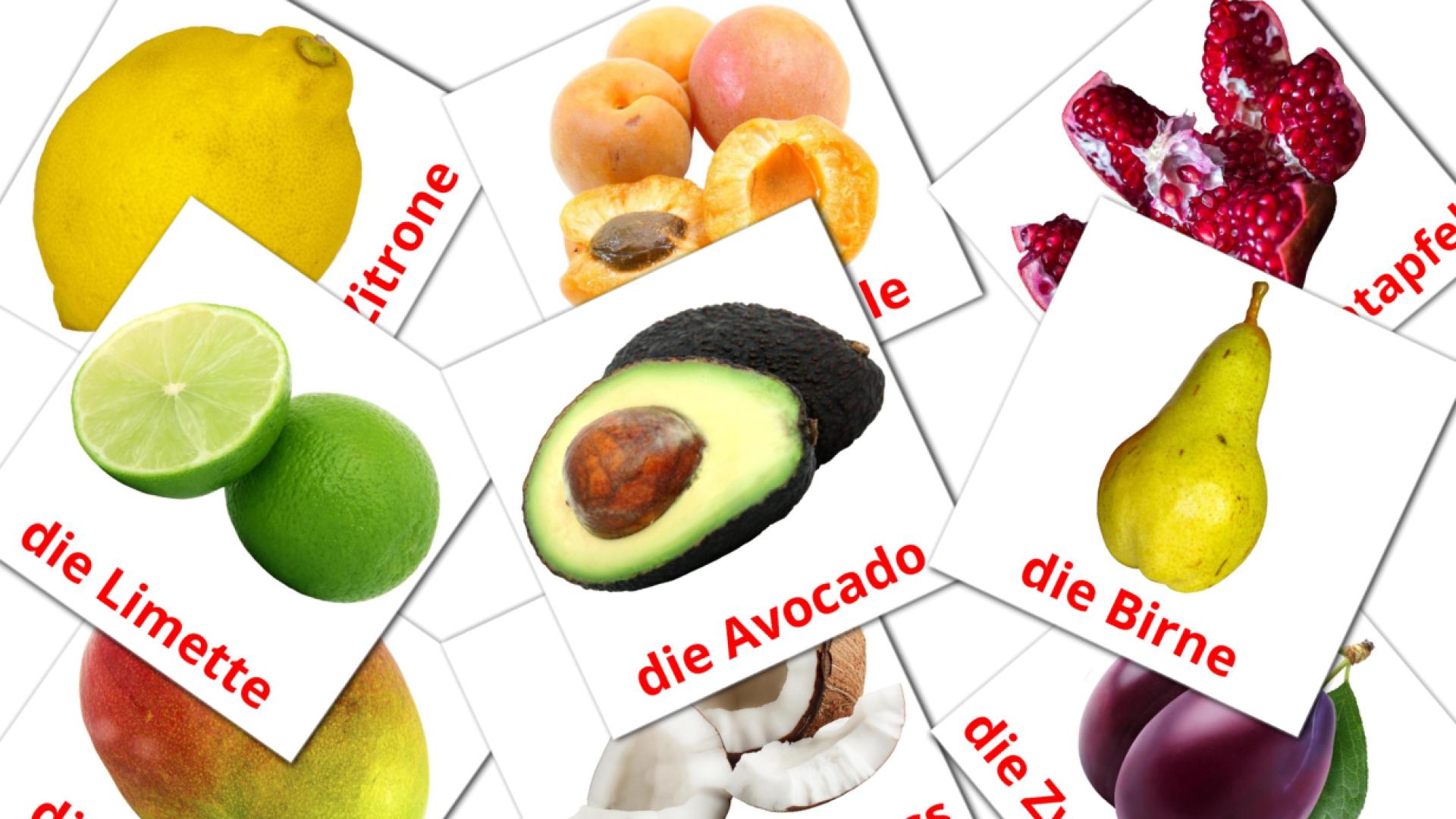 Frutas - Cartões de vocabulário alemão