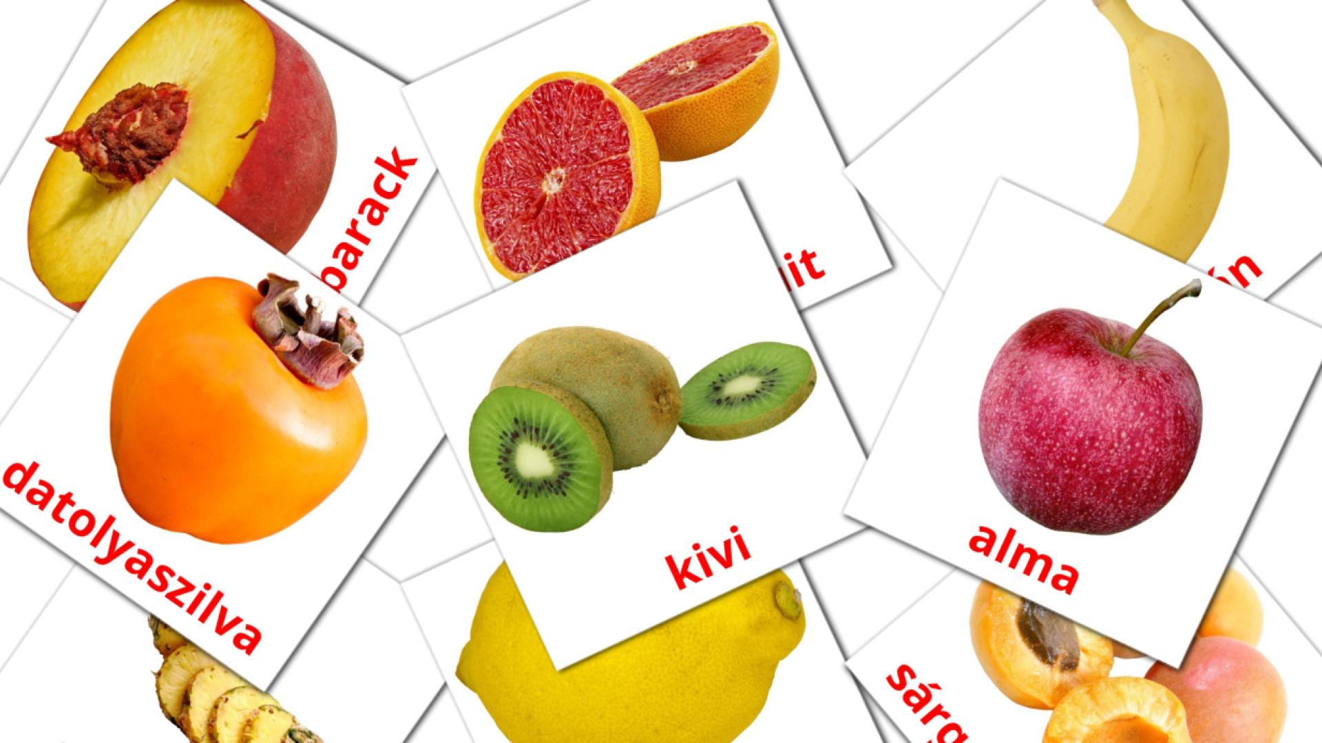 20 tarjetas didacticas de Gyümölcsök