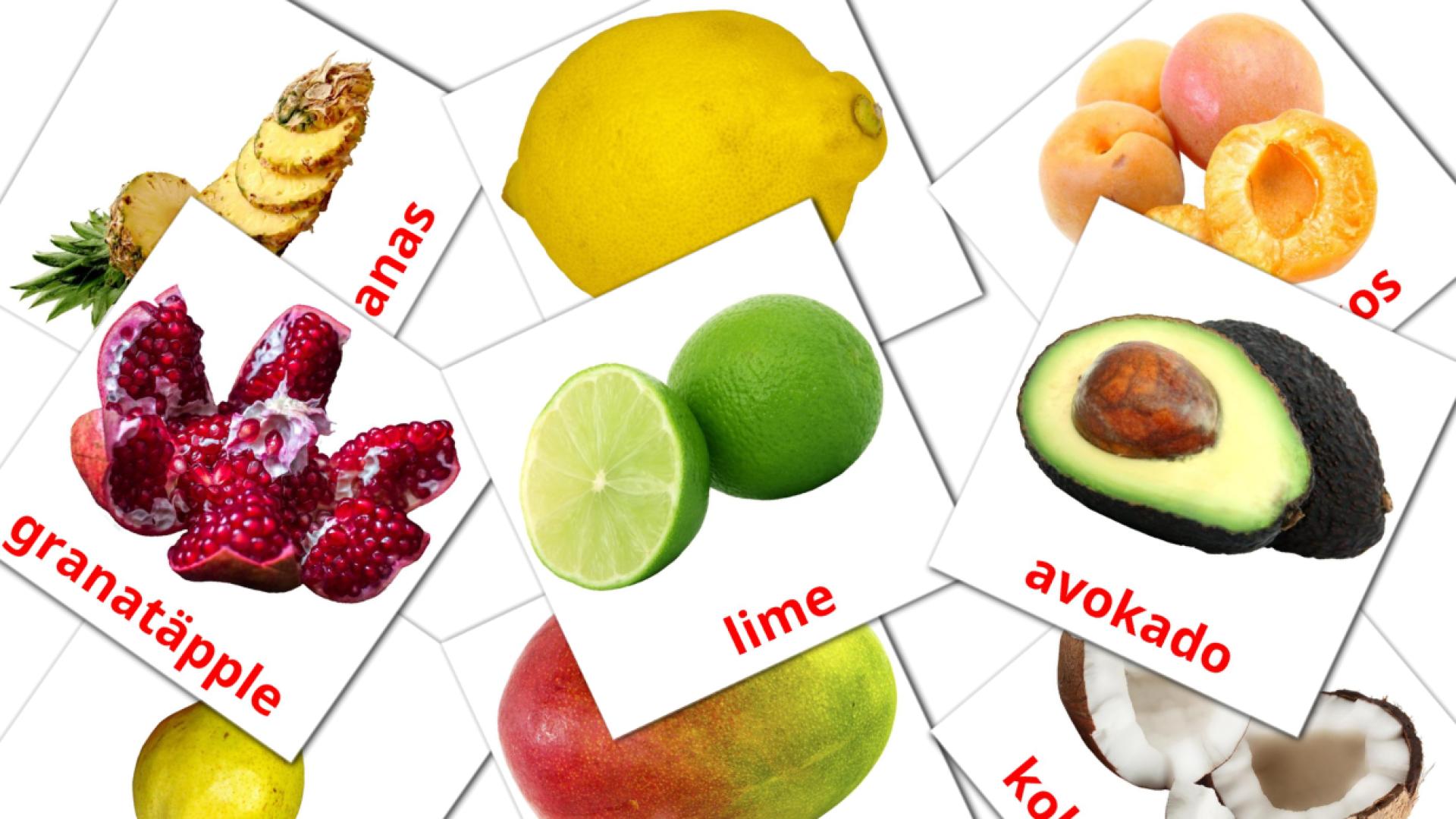 20 tarjetas didacticas de Frukt