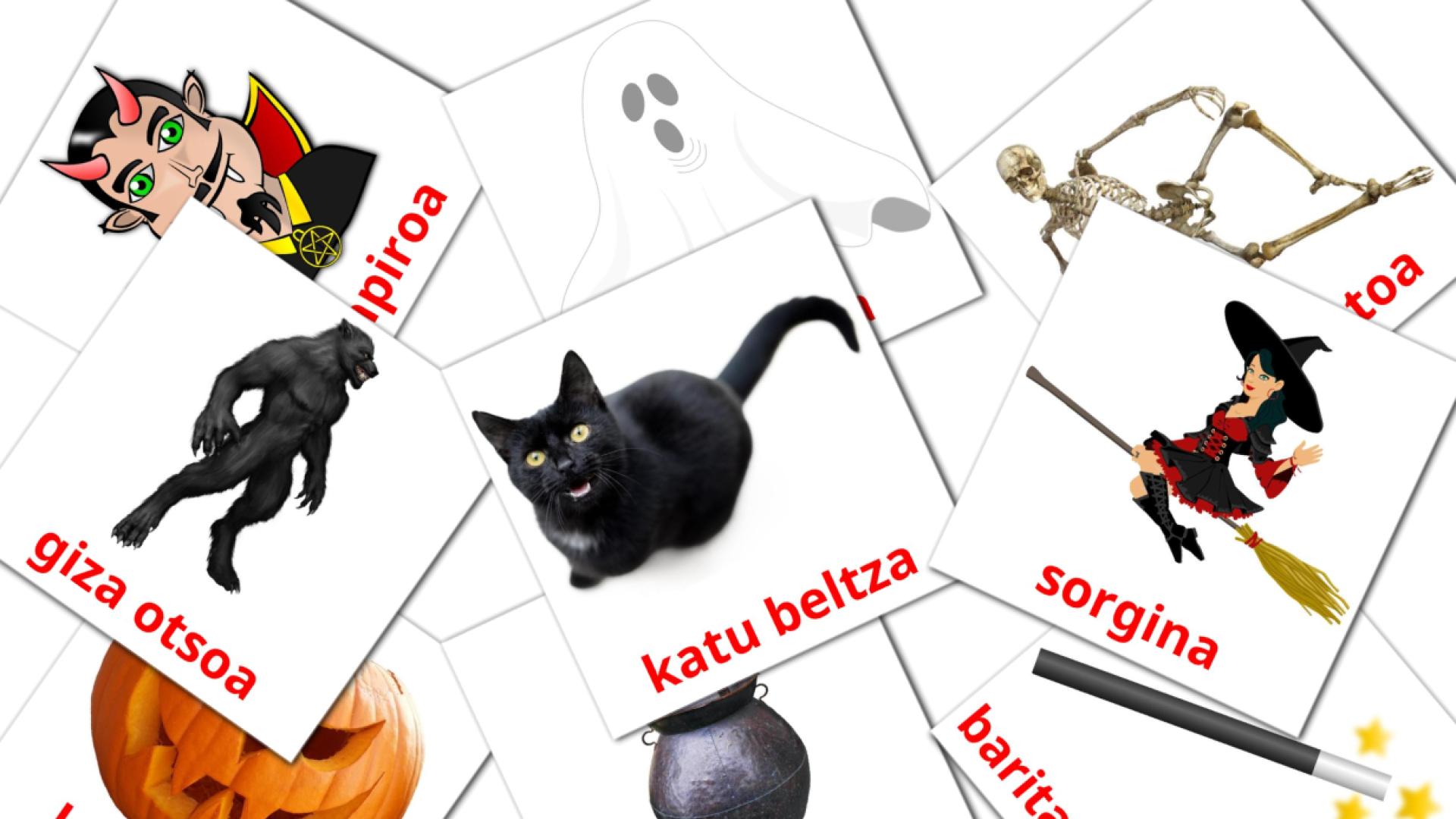 Halloween - tarjetas de vocabulario en euskera