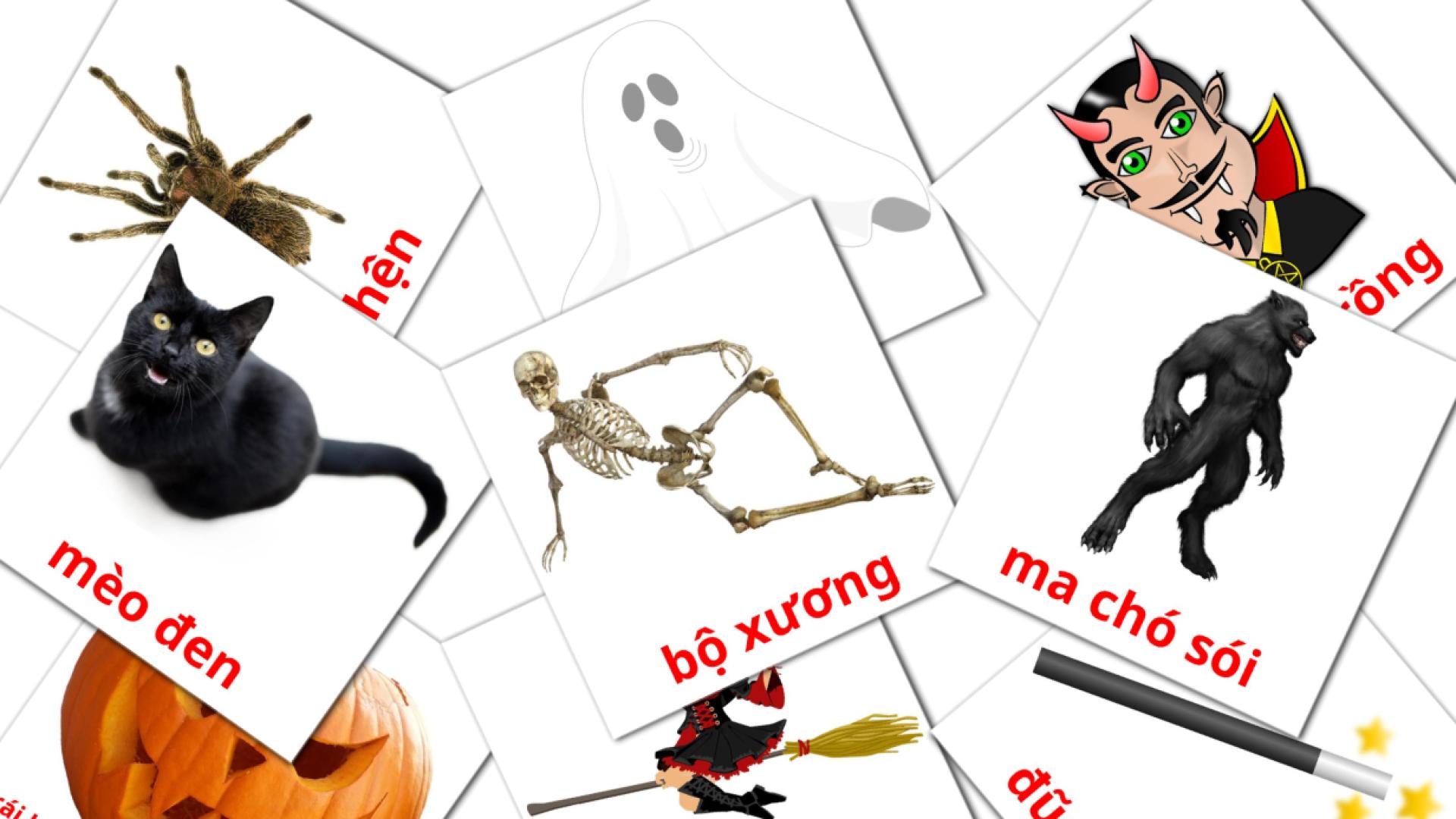 16 tarjetas didacticas de Lễ Hội Halloween