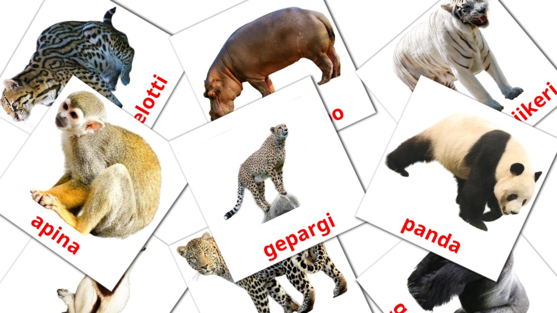21 Flashcards de Aafrika eläimet