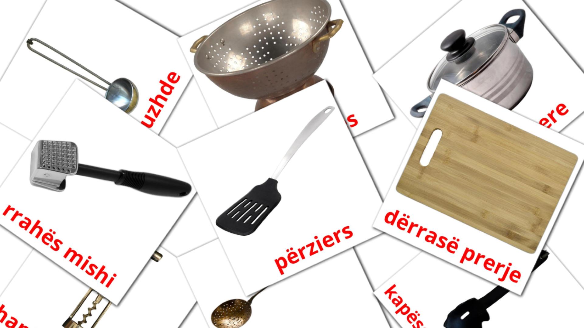 Utensílios de cozinha - Cartões de vocabulário albanês
