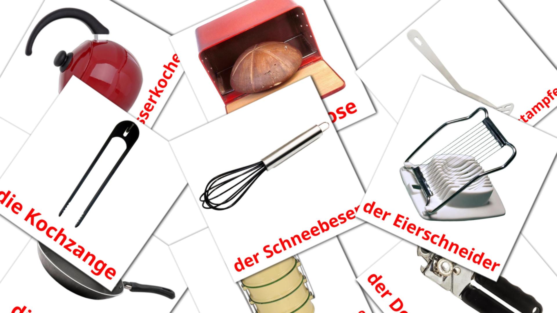 31 tarjetas didacticas de Küchenutensilien