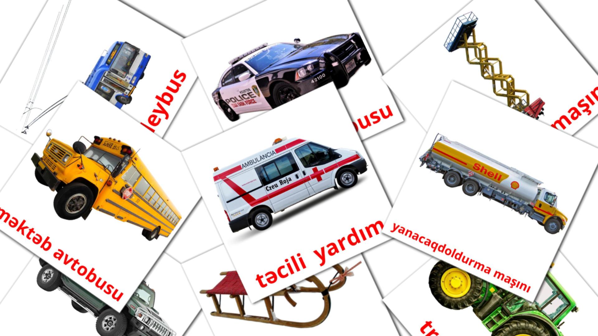 Landvoertuigen - azerbeidzjaanse woordenschatkaarten