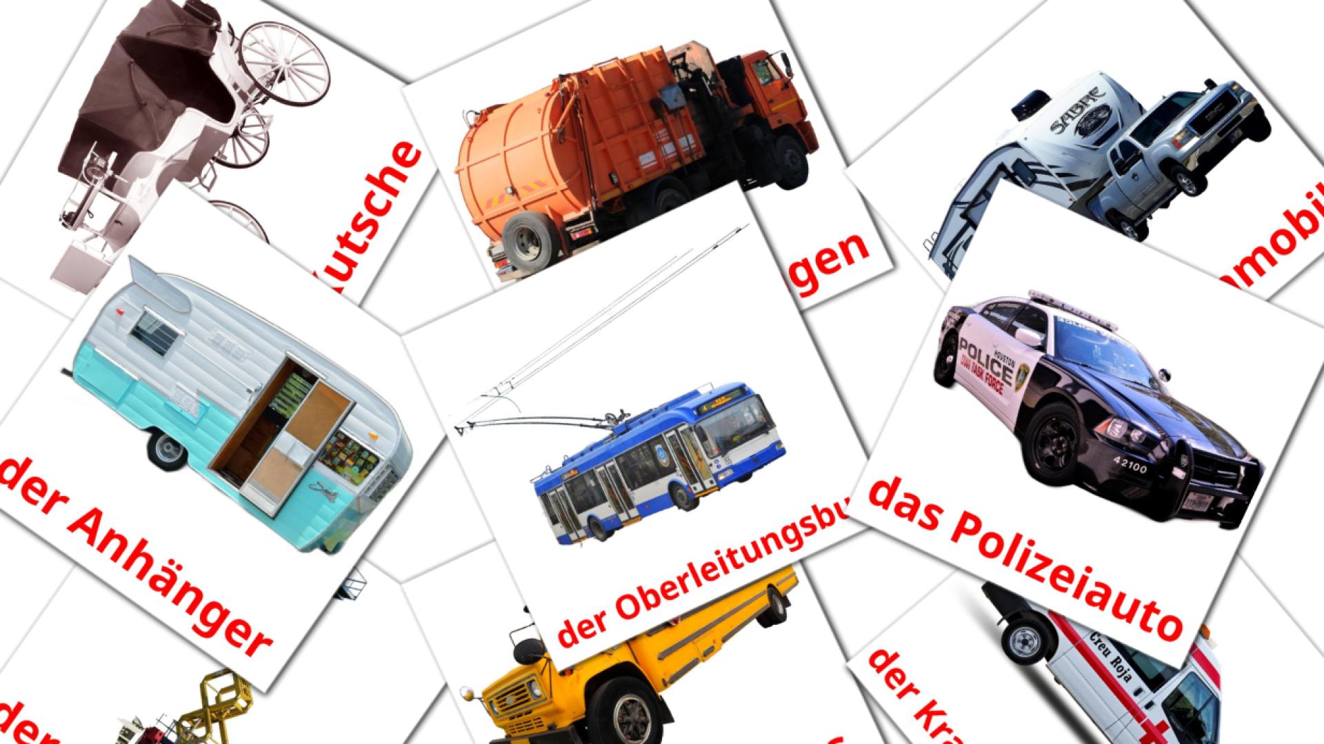 Transporte terrestre - tarjetas de vocabulario en alemán