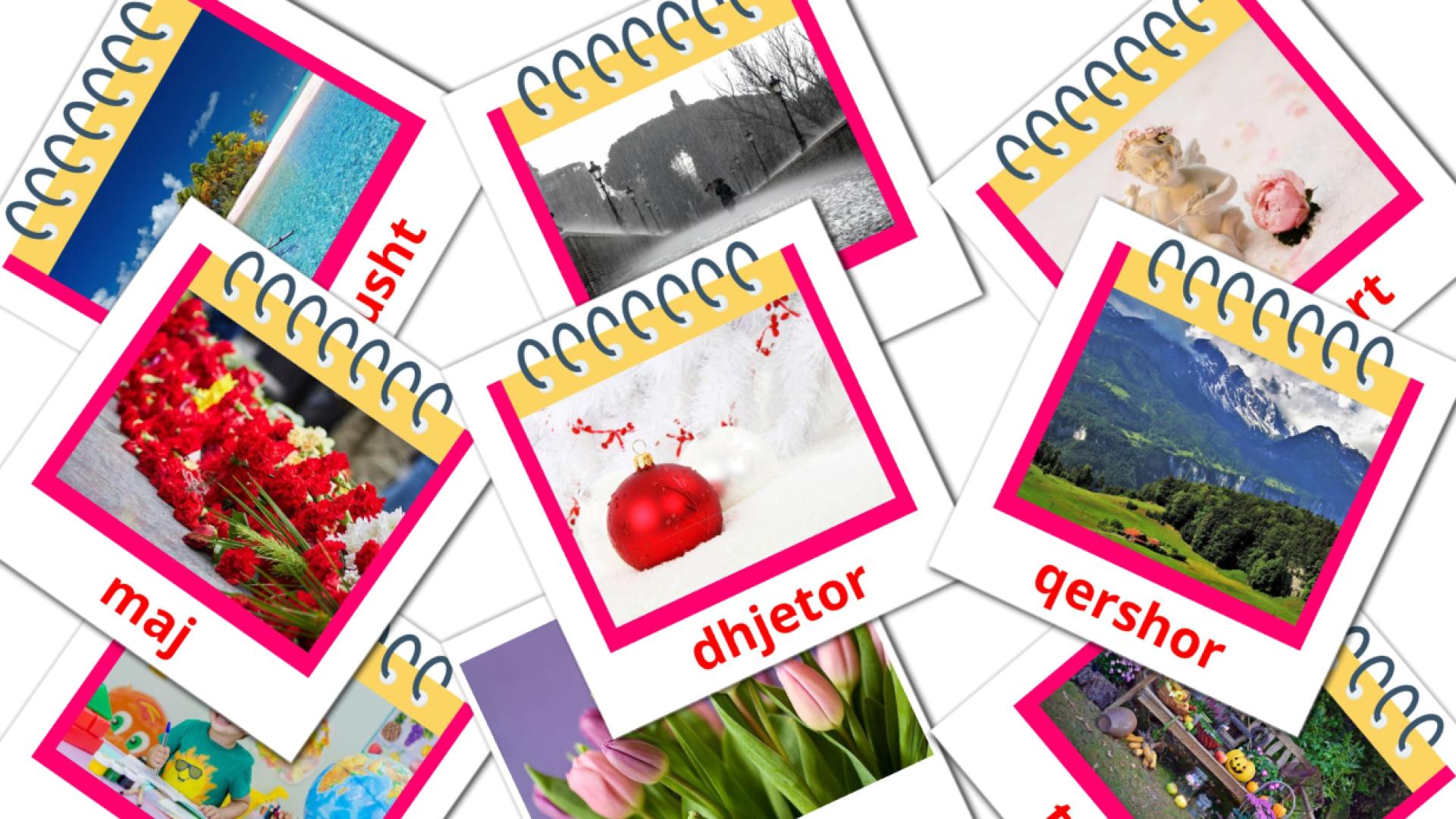 Meses del año - tarjetas de vocabulario en albanés