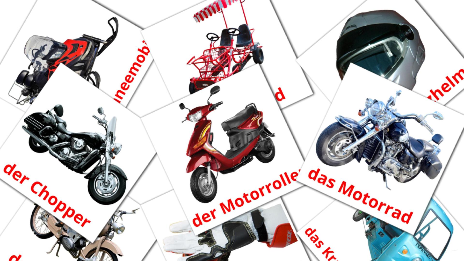 Motocicletas - tarjetas de vocabulario en alemán