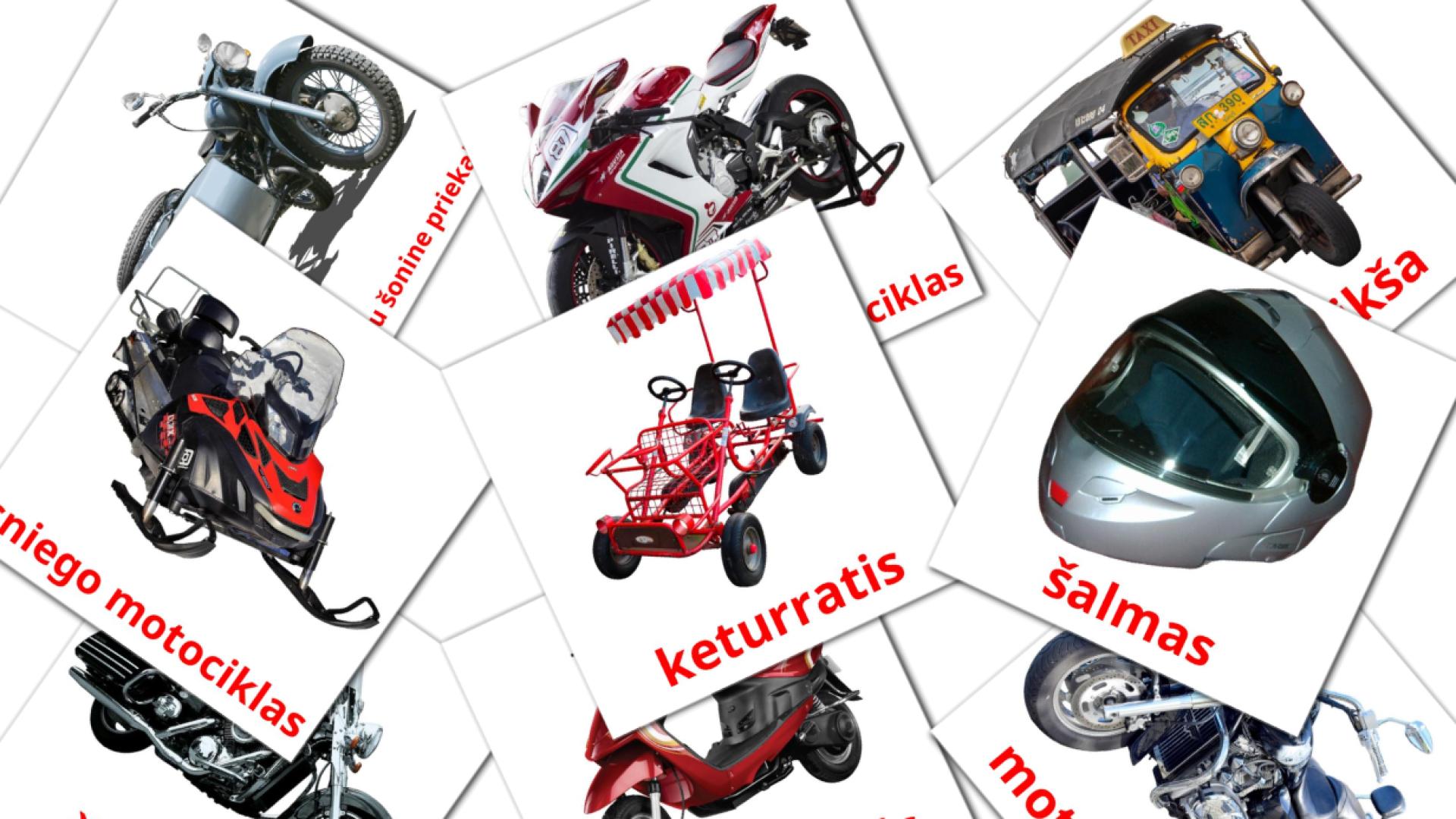 12 Bildkarten für Motociklai