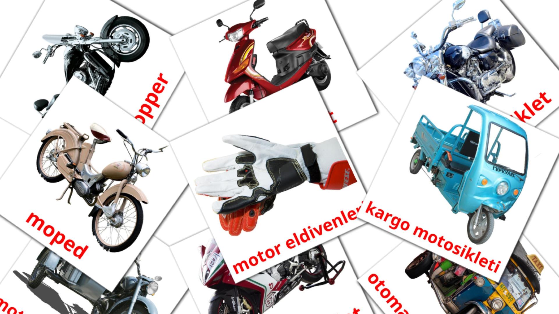 12 tarjetas didacticas de motosikletler