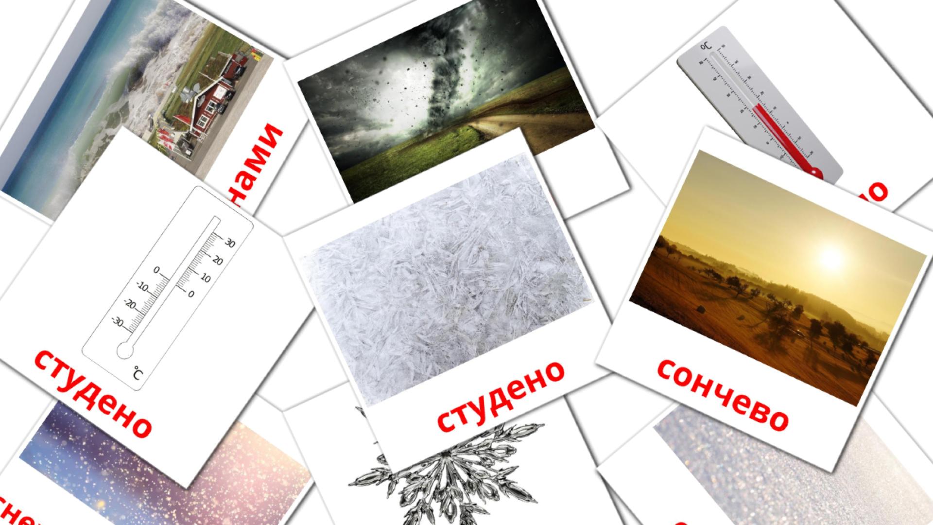 Годишно време и природата Vocabulário em macedônia Flashcards