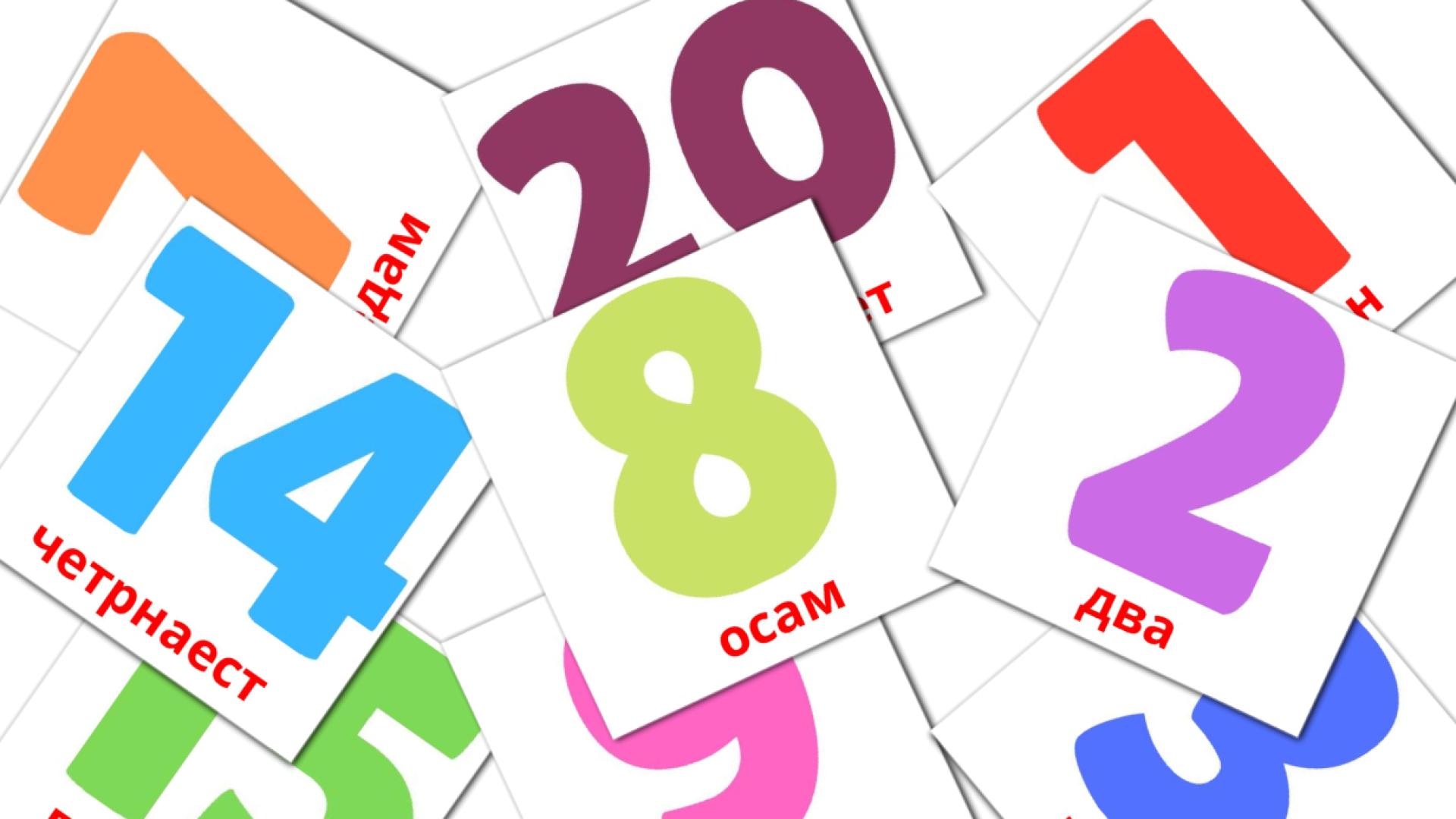 20 tarjetas didacticas de Числа