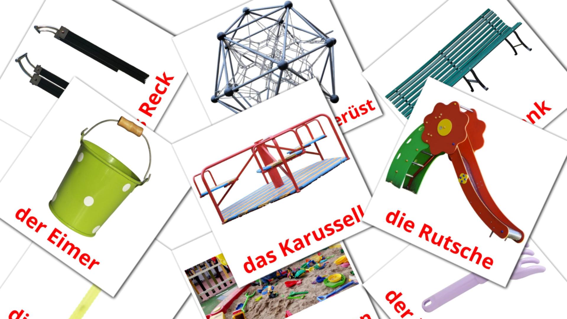 Parque infantil - tarjetas de vocabulario en alemán