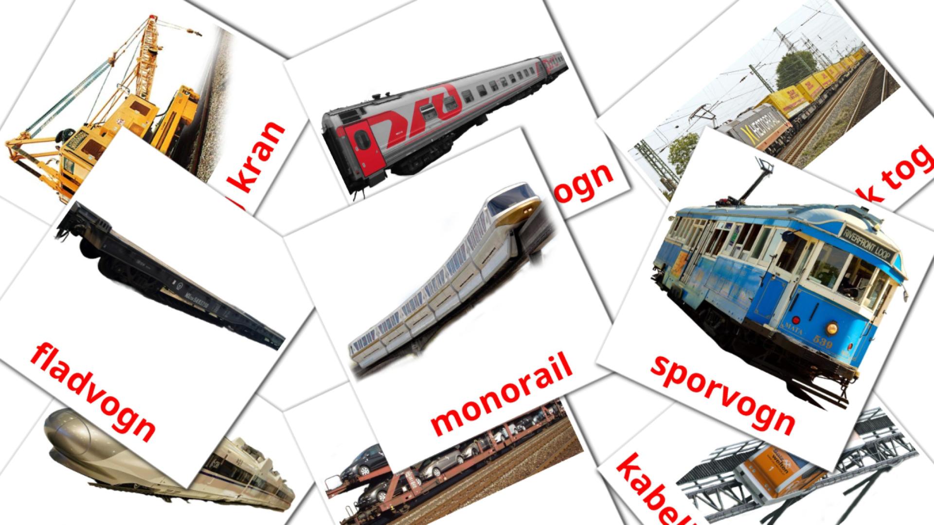 18 tarjetas didacticas de Jernbanetransport